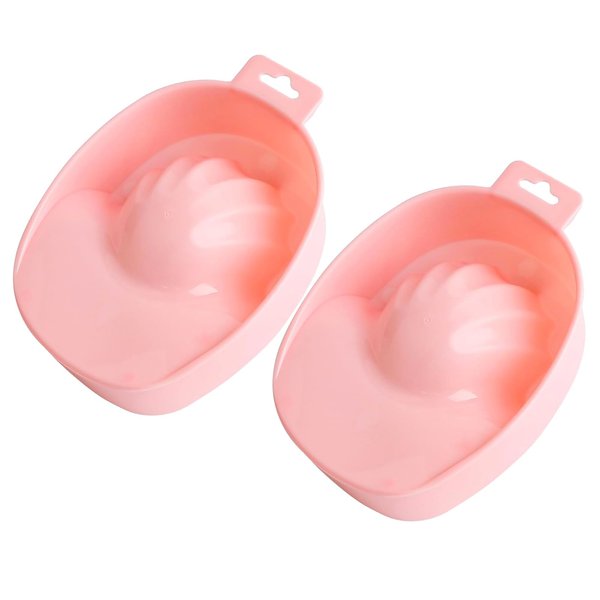 AUEAR, 2 Pack Manicure Bowl Nail Soaking Bowl Nail Art Hand Soak Treatment Bowls Soak Bowl Tray for Manicure SPA Tools (Light Pink)