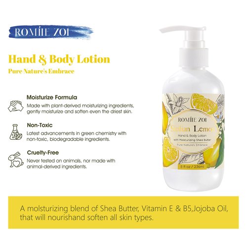 ROMIIE ZOI Daily Hand & Body Lotion with Moisturizing Shea Butter - Sicilian Lemon - 236 ML / 8 FL OZ