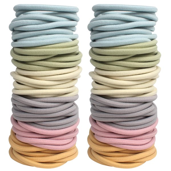 OUKUACC 120 PCS Elastics Hair Ties of Light Colors Series Set for Medium to Thick and Curly Hair,No Damage Hair Ponytail Holders,for Women or Girls(4mm)