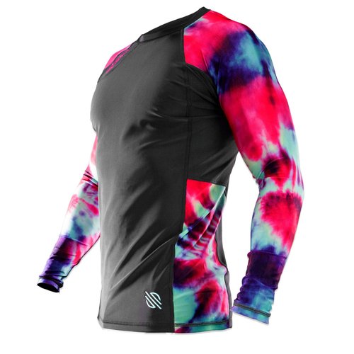 Sanabul Funk Strike Long Sleeve Compression Training Rash Guard for MMA BJJ Wrestling (Medium, Purple Swirl)