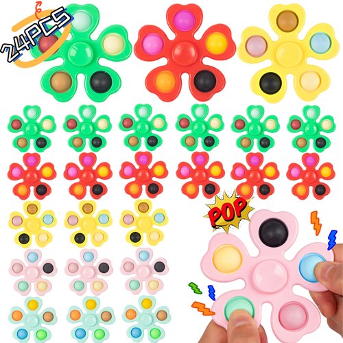 24 Pcs Fidget Spinners Bulk-Mini Pop Bubble Fidget Spinner Toys for Kids Teens Adults Party Favors Games,Birthday Return Valentines Day Gifts Goodie Bags Stuffers,Classroom Rewards Carnival Prizes