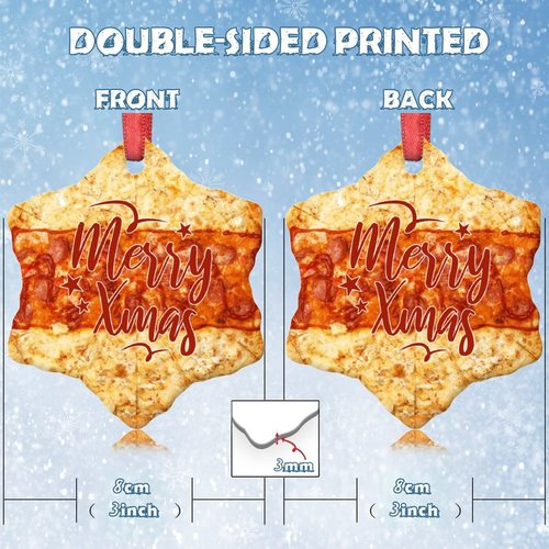 Vegan Truffle Pizza Christmas Ornaments Snack Food Christmas Decorations for Tree Ceramic Round Pizza Personalized Christmas Ornaments 2022 Keepsake Christmas Decor, 3 inch