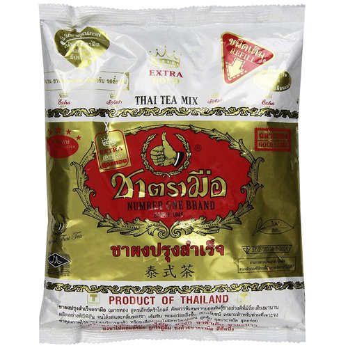 Number One Extra Gold Premium Thai Tea Mix Fine Loose Leaves for Iced Tea, Milk Tea or Boba Tea, Traditional Brand from Thailand with Stronger, Bolder Taste than Regular Thai Tea (14 oz Bag)