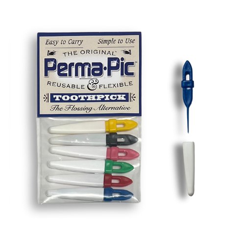 Original Perma Pic Reusable Toothpicks (6-Pack) - Flossing Alternative, Portable & Travel-Ready, Easy Clean, Durable Picks for Oral Hygiene on-The-Go