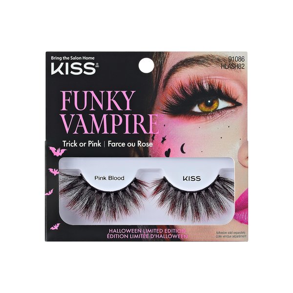 KISS Halloween Limited Edition Funky Vampire False Eyelashes, 1 Pair - Pink Blood