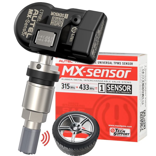 Autel TPMS Sensor, 1 Pack Metal Valve Press-in MX-Sensor, Programmable Universal Specially Built for OEM Sensors Replacement, Work with Autel TPMS Scanners TS408 TS508WIFI TS601 MK808S-TS