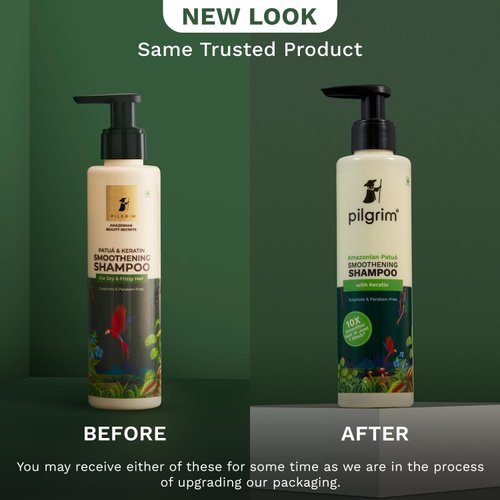 Pilgrim Patuá & Keratin Hair Smoothening Shampoo | Anti Frizz Hair Shampoo | Gently Cleanses, Smooths & Adds Shine | Provides Soft & Bouncy Hairs | 6.76 Fl Oz/200ml