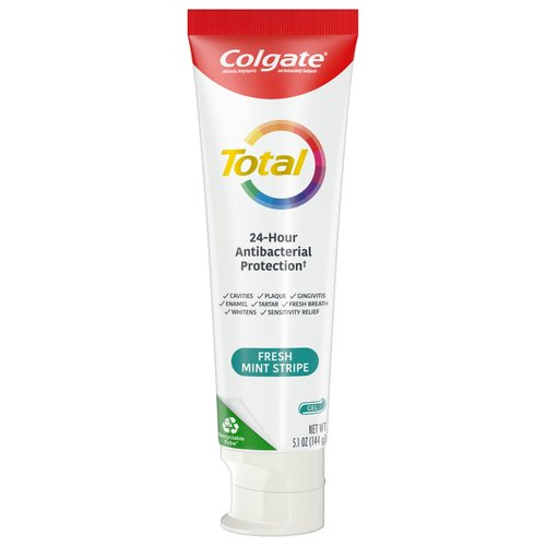 Colgate Total Fresh Mint Stripe Toothpaste, Mint Gel Toothpaste, 5.1 oz Tube