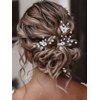 Latious Flower Bride Wedding Hair Pins Silver Pearl Bridal Hair Piece Floral Hair Clips Leaf Hair Accessories for Women and Girls (Pack of 3) (A-Silver)