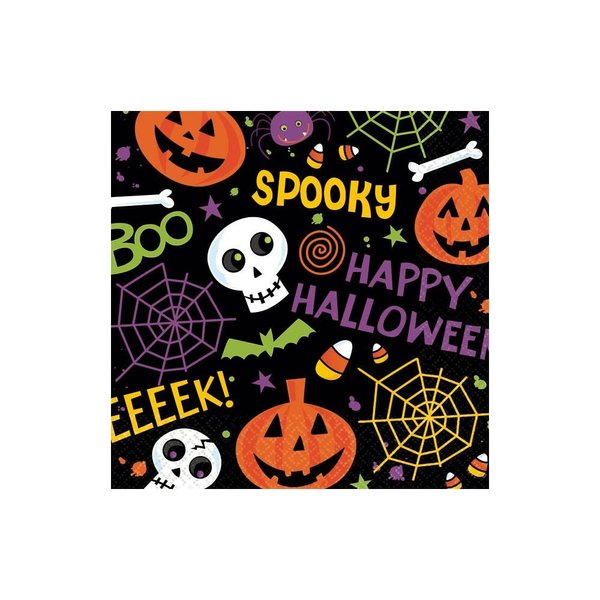 Spooktacular Halloween Gang Disposable Beverage Paper Napkins, 5"x 5" Pack of 125.