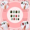 384Pcs 16Pack Christmas Press on Nails Short Christmas Short Glue On Nails Square Faux Christmas Nails Plastic Artificial Nail Full Cover with Santa Elk Snowflake Pattern for Women (Bright Pattern)