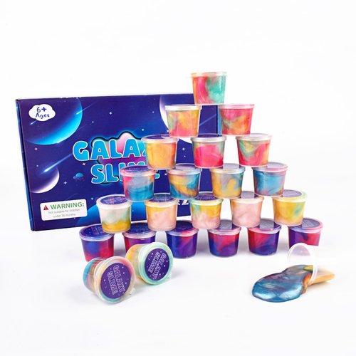 24 Pieces Galaxy Slime,Mini Slime Party Favors for Kids, Non-Sticky,Great Sludge Toys for Girls and Boys,Party Favors for Kids 4-12, Stress & Anxiety Relief, Wet, Goodie Bag Stuffers.