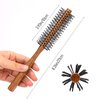 Ball-Tipped Round Hair Brush with Wooden Handle and Nylon Bristles for Short Hair, Bangs, Men's Beards, and Blow Drying