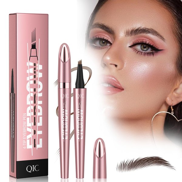 4-Tipped Microblading Eyebrow Pen, 2024 Upgraded 3D Waterproof Magic Eyebrow Pencil Contouring Pen, Long-Lasting Natural Fine Stroke Magic Eyebrow Pen (519A02#Dark Brown)