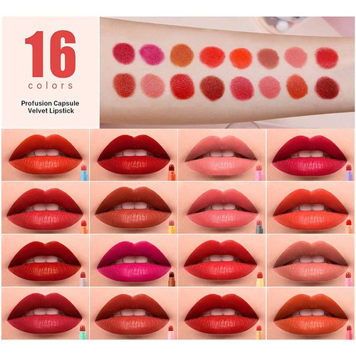 16 Color Mini Capsule Lipstick Set Mini Matte Lipstick Velvet Lipstick Set Nonstick Cup Easy To Color Long-lasting Waterproof Swab Lipstick Makeup Gift Set