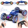 Gesture RC Car, 2.4GHz 4WD Gesture Sensing RC Stunt Car, Remote Control RC Car Toys, 360° Rotating Transform Off Road Rc Car with Lights & Music for Age 8+ Kids, Birthday Chirstams Party Xmas, Blue