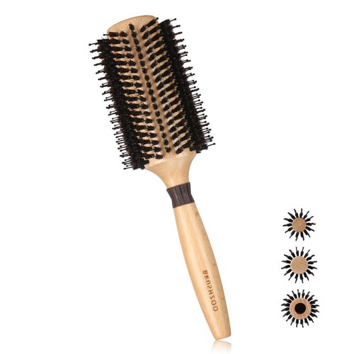 BRUSHZOO Round Brush for Blow out, Round Hair Brush for Women Men Styling Curling Straightening, Wooden Round Brush AddShine Volume (2.8 Inch)