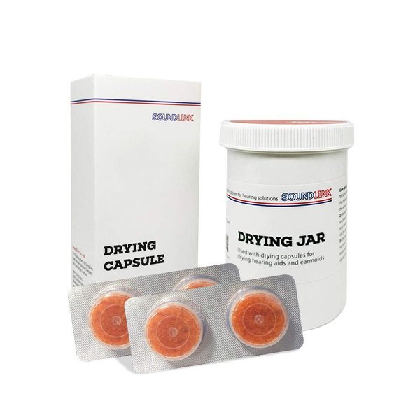 Hearing Aids Drying Kit Drying Jar Drying Dehumidifier Dryer (Two Cards Drying Capsules and One Drying Jar) (60 * 85mm)