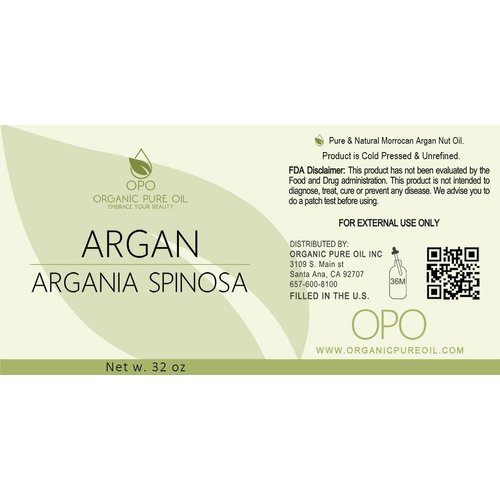 OPO Moroccan Argan Oil - 100% Pure Unrefined Extra Virgin Cold Pressed Non GMO Bulk 32 oz - 1 Quart Carrier Oil for Hair Skin Face Body Nails Locs Lashes Facial Hair Beard & More Hydrating Argon