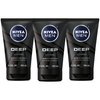 Nivea Men DEEP Cleansing Beard and Face Wash, Enriched with Natural Charcoal, 3 Pack of 3.3 Fl Oz Tubes