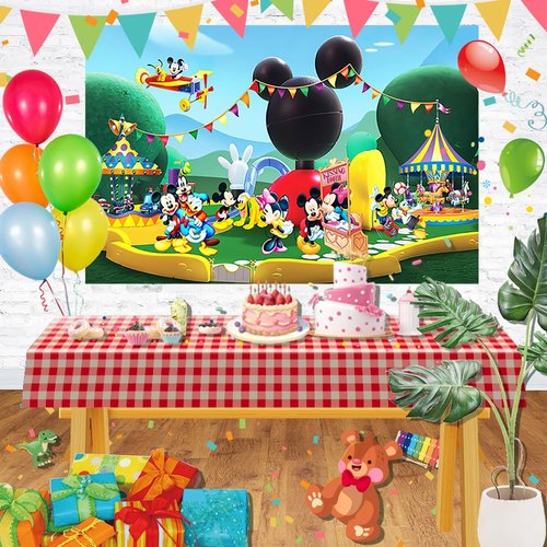 Clubhouse Birthday Backdrop for Party Decorations Background for Party Cake Table Decorations Clubhouse Theme Banner 5x3ft