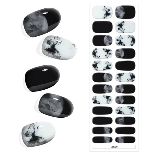 KING HORSE Semi Cured Gel Nail Stickers Long Lasting Semi-Cured Gel Nail Strips Waterproof Semicured Gel Nail Wraps UV Lamp Required (Butterfly Print 09R)