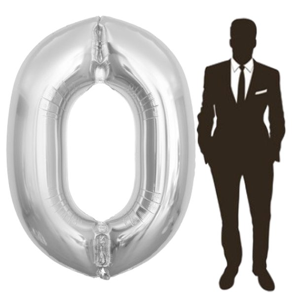 65 Inch Giant Silver Foil Number Balloon,Old Children's Birthday Party Helium Balloon Wedding And Celebration Themed Party Decoration Supplies (0 Plus)