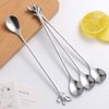 AnSaw Long Handle 7.4-Inch Leaf Teaspoons set, 6 Pcs Silver Stainless Steel Coffee stirring spoon