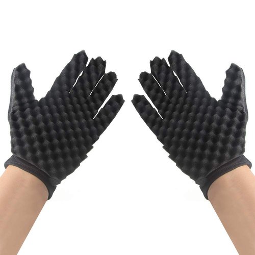Magic Curly Sponge Gloves, Hsxxf Magic Hair Curling Sponge Gloves for Barbers Hair Brush Sponges for Black Men Curls (2PCS)