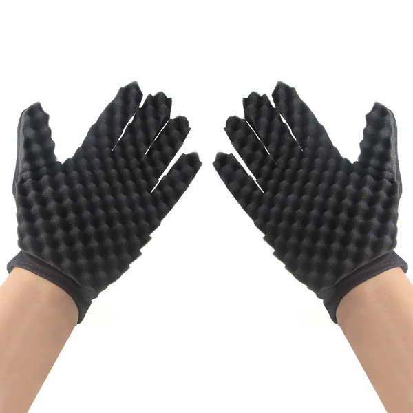 Magic Curly Sponge Gloves, Hsxxf Magic Hair Curling Sponge Gloves for Barbers Hair Brush Sponges for Black Men Curls (2PCS)