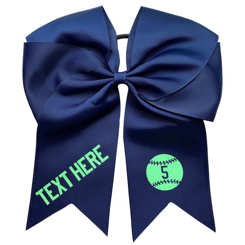 SOFTBALL hair bow customized with Your Team or School Colors in GLITTER font - 7.5 Inches Long!