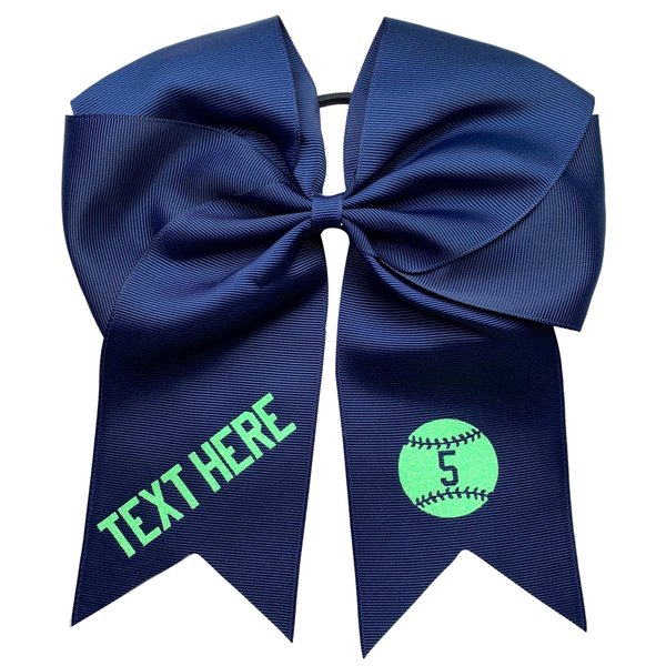 SOFTBALL hair bow customized with Your Team or School Colors in GLITTER font - 7.5 Inches Long!