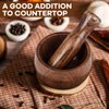 Hisize Wood Mortar and Pestle Set, Wood Grinder Bowl for Guacamole, Salsa, Herb Crusher and Pill
