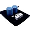 Annietfr Bilywey Upgrade Left Right Center Dice Game Set with 3 Dices + 30pcs 4cm Blue Poker Chips + Black Storage Carry Tin -Blue
