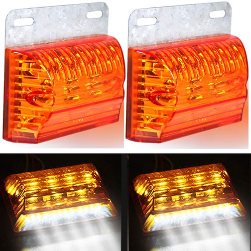 Voltage Automotive (2 Pack) Amber LED Side Marker Lights and 6000K Ground-illuminating Dual Function for Truck Trailer Boats 12V 3.4 inch