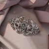 EVER FAITH Party Austrian Crystal Hair Barrette Clip, Victorian Inspired Art Deco Two Heart Hair Accessories for Women Grey Silver-Tone