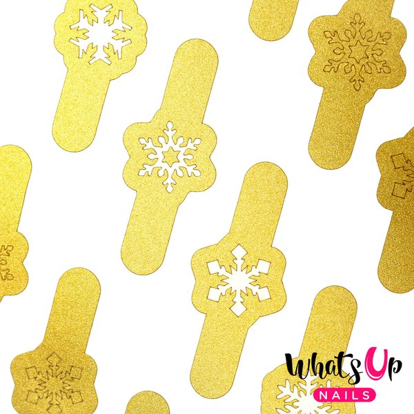 Whats Up Nails - Gold Merry Snowflake Vinyl Stencils for Christmas Nail Art Design (1 Sheet, 20 Stencils)