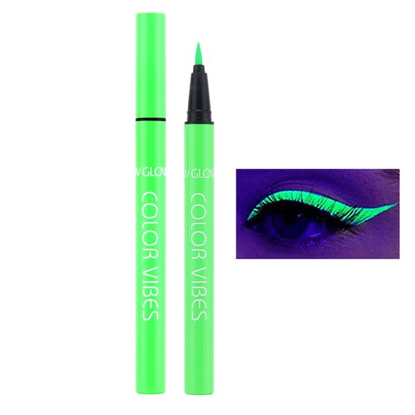 Wismee UV Glow Neon Liquid Eyeliner, Matte Colored Eyeliners Pen, Rainbow Colorful Neon Eyeliner Pencil Pigmented Waterproof Smudgeproof Long Lasting Eye Liner for Halloween Christmas Makeup (Green)