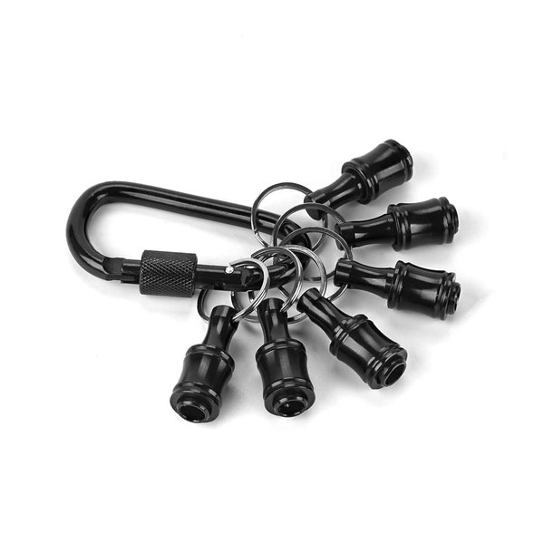 LUEXBOX 6 PCS 1/4 Inch Bit Holder Keychain, Hex Screwdriver Bits Holder Extension Bar, Quick Change Screw Bit Holder for Most Electric, Hand-held Screwdrivers and Drill Bits (Black)