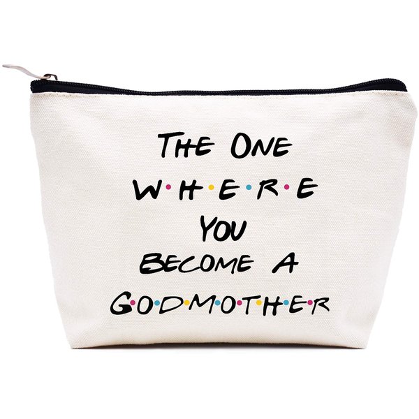 Makeup Bag Gift for Best Friend,Cosmetic Bag Gift for Godmother,To Be Godmother,Baptism Gift,New Godmother Gift ,Godmother Proposal Ideas,Friends TV Show Gift,The One Where You Become A Godmother