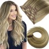 Clip in Hair Extensions Real Human Hair 22 inch Ash Blonde to Golden Blonde and Platinum Blonde Clip in Hair Extensions 70g Seamless Hair Extensions 7pcs Human Hair Extensions Clip ins
