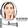 Ovente 7" Wall Mount Makeup Mirror, 1X & 10X Magnifier, Adjustable Spinning Double Sided Round Reflection, Extend, Retractable & Folding Arm, Bathroom & Vanity Décor, Polished Chrome MNLFW70CH1X10X
