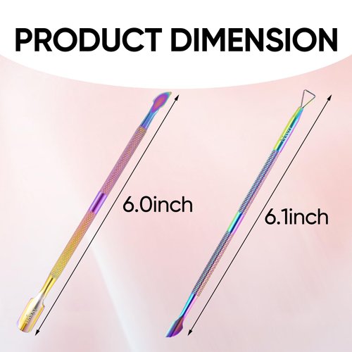 NSYRT 4Pcs Double Ended Cuticle Pusher and Nail Polish Scraper Professional Stainless Steel Double Ended Nail and Cuticle Care Tool