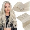 LaaVoo Clip in Hair Extensions Blonde Human Hair Clip in Extensions Paltinum Blonde Short Hair Extensions Clip ins Real Human Hair White Blonde 12 Inch 5pcs/80g Silky Straight