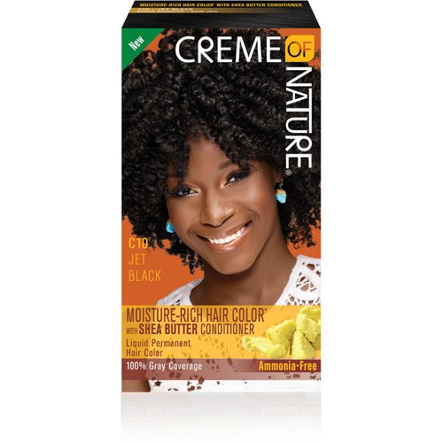 Creme of Nature Moisture Rich Hair Color Kit, C10 Jet Black, 1 Application