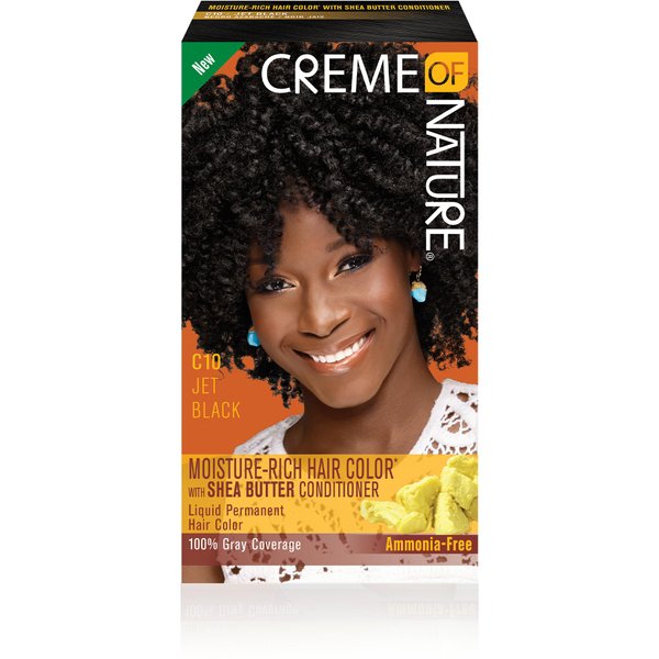 Creme of Nature Moisture Rich Hair Color Kit, C10 Jet Black, 1 Application