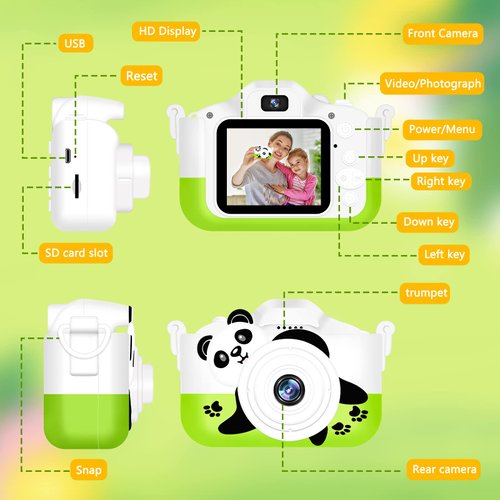 Kids Camera for Toddlers Age 3-12, YYPLIAN 48MP Hd Digital Camera for Kids, 1080P HD Kids Digital Video Cameras for Toddler with 32GB SD Card, Cartoon Sticker DIY, Lanyard