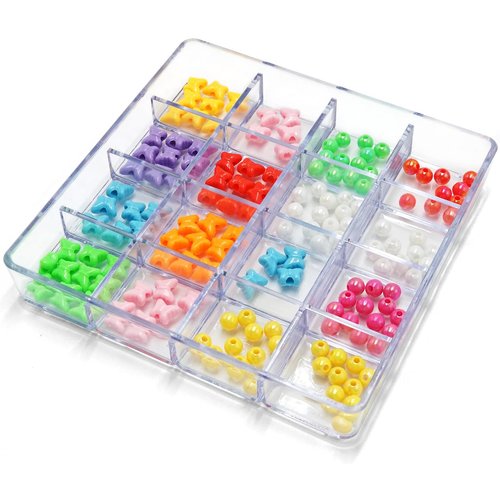carrotez Stackable Jewelry Organizer Tray, 16 Grid, Clear Plastic Drawer Organizer for Makeup, Accessories, Desk, Vanity
