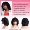 Mjiokii Bob Wigs Human Hair 180% Density Glueless Water Wave Short Bob Wig Human Hair None Lace Front Wigs With Bangs Machine Made Bob Wigs Human Hair 12 inch Black Wig