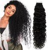 Hetto Black Curly Tape in Hair Extensions Human Hair 22 Inch Natural Wavy Tape in Human Hair Extensions Invisible Double Sided Tape in Extensions Real Human Hair 20Pcs 50g